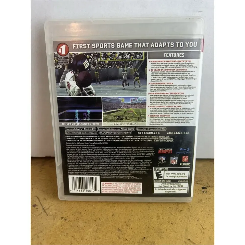 Madden NFL 09 PS3 PlayStation 3 EA Sports Football Game Brett Favre